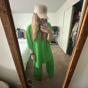 Dressed in LALA green play suit